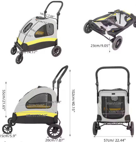 Premium Honden- en Kattenwagen – Opvouwbare 4-Wiel Pet Jogger