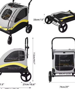 Premium Honden- en Kattenwagen – Opvouwbare 4-Wiel Pet Jogger