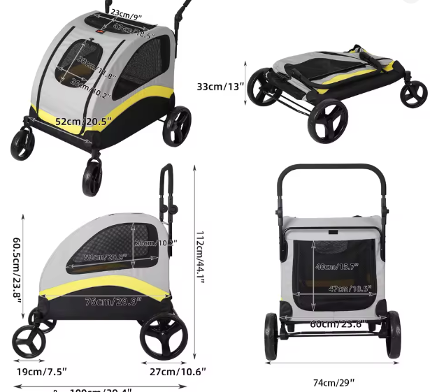 Premium Honden- en Kattenwagen – Opvouwbare 4-Wiel Pet Jogger