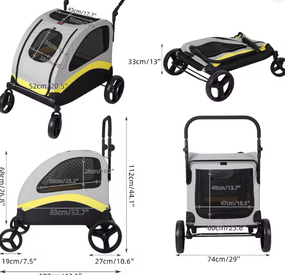 Premium Honden- en Kattenwagen – Opvouwbare 4-Wiel Pet Jogger