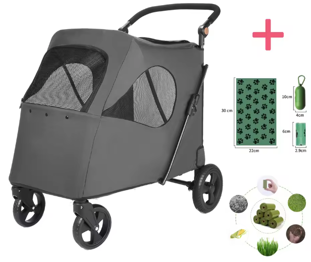 Grote Honden- en Kattenwagen – Opvouwbare Wandelwagen tot 55 kg