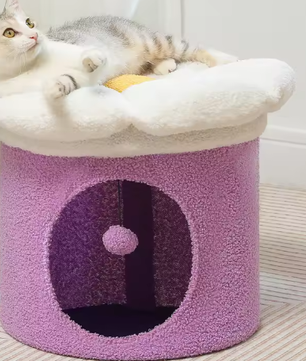 Bloemen Kattenhuis met Afneembaar Kattenbed – Gezellig & Ruim Kattenappartement
