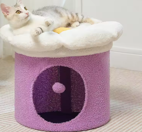 Bloemen Kattenhuis met Afneembaar Kattenbed – Gezellig & Ruim Kattenappartement