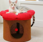 Bloemen Kattenhuis met Afneembaar Kattenbed – Gezellig & Ruim Kattenappartement