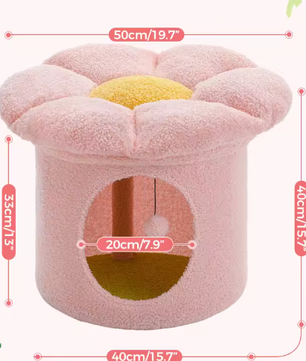 Bloemen Kattenhuis met Afneembaar Kattenbed – Gezellig & Ruim Kattenappartement