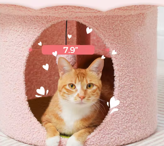 Bloemen Kattenhuis met Afneembaar Kattenbed – Gezellig & Ruim Kattenappartement