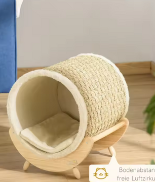 Kattengrot met Krasoppervlak en Kussen – Houten Kattenhuis 41×38×43 cm