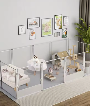 L-vormige hondenbank met kussen – Pluche stof & houten poten