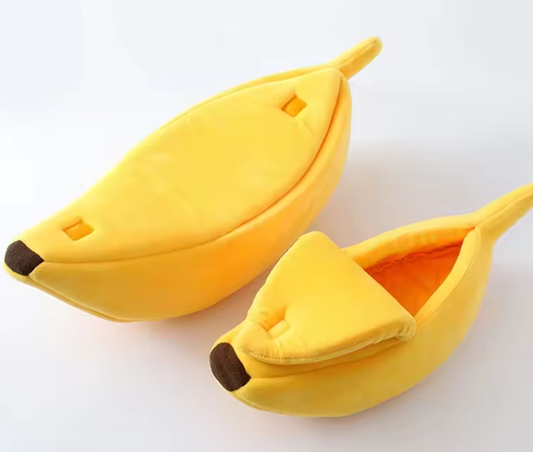 Banaanvormig kattenbed – Pluche & warm huisdiernest