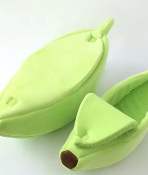 Banaanvormig kattenbed – Pluche & warm huisdiernest