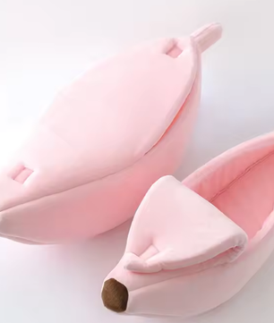 Banaanvormig kattenbed – Pluche & warm huisdiernest