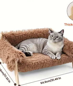 Houten kattenslaapbank – Verhoogd en wasbaar huisdierbed