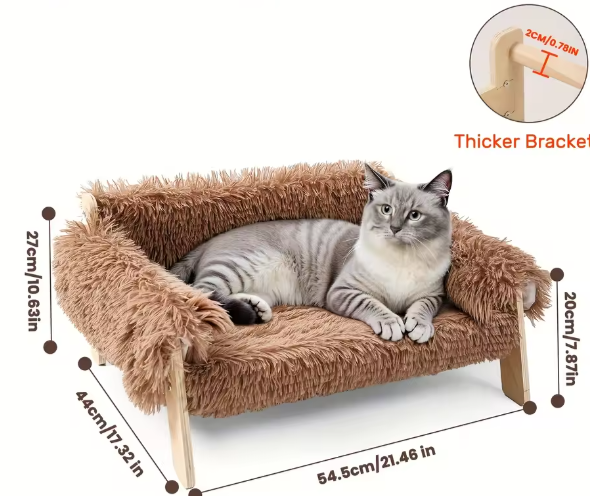 Houten kattenslaapbank – Verhoogd en wasbaar huisdierbed