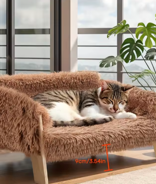 Houten kattenslaapbank – Verhoogd en wasbaar huisdierbed