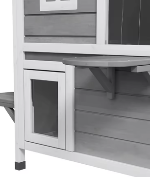 Houten kattenhuis 2-laags – Waterdicht & winterbestendig