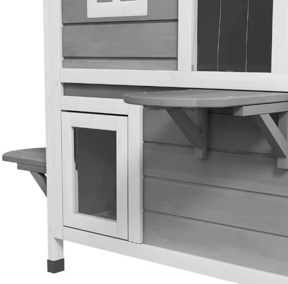 Houten kattenhuis 2-laags – Waterdicht & winterbestendig