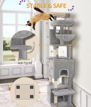 Houten kattenhuis met balkon – 2 verdiepingen voor binnen & buiten