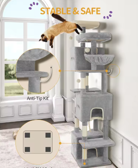 Houten kattenhuis met balkon – 2 verdiepingen voor binnen & buiten