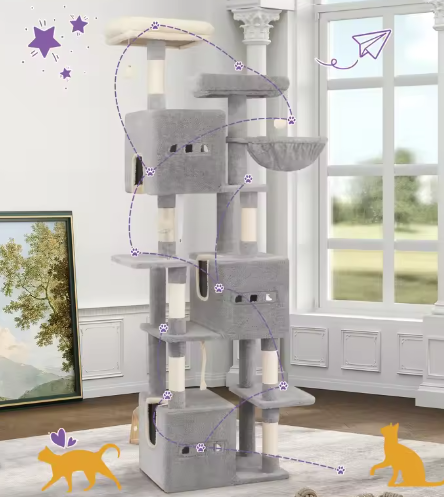 Houten kattenhuis met balkon – 2 verdiepingen voor binnen & buiten