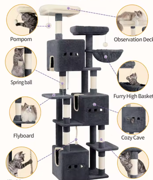 Houten kattenhuis met balkon – 2 verdiepingen voor binnen & buiten