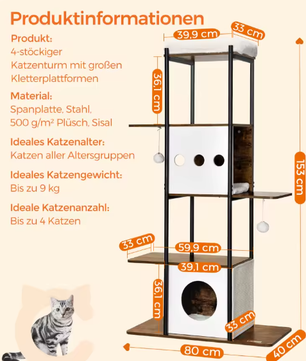 Krabpaal met Kattentoren – 4 Niveaus & Ruime Ligplekken