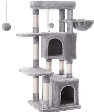 Krabpaal Kattenboom – 120 cm Hoog, 2 Grotten & Uitkijkplatform