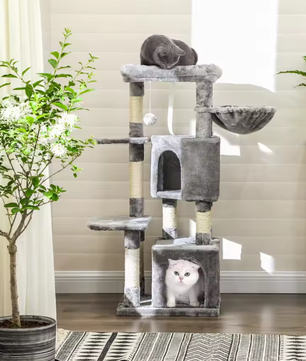 Krabpaal Kattenboom – 120 cm Hoog, 2 Grotten & Uitkijkplatform