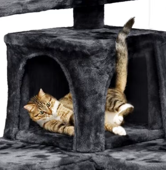 Kattenboom Krabpaal – 132 cm Hoog, Multi-Level & Speelhuis