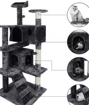 Kattenboom Krabpaal – 132 cm Hoog, Multi-Level & Speelhuis