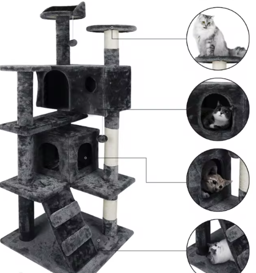 Kattenboom Krabpaal – 132 cm Hoog, Multi-Level & Speelhuis