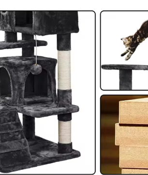 Kattenboom Krabpaal – 132 cm Hoog, Multi-Level & Speelhuis