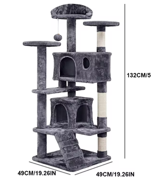 Kattenboom Krabpaal – 132 cm Hoog, Multi-Level & Speelhuis