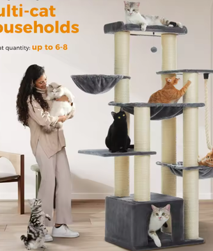 Grote Kattenboom Krabpaal – 24 kg, Met Hangmat & Meerdere Niveaus