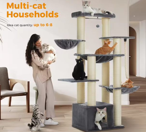 Grote Kattenboom Krabpaal – 24 kg, Met Hangmat & Meerdere Niveaus