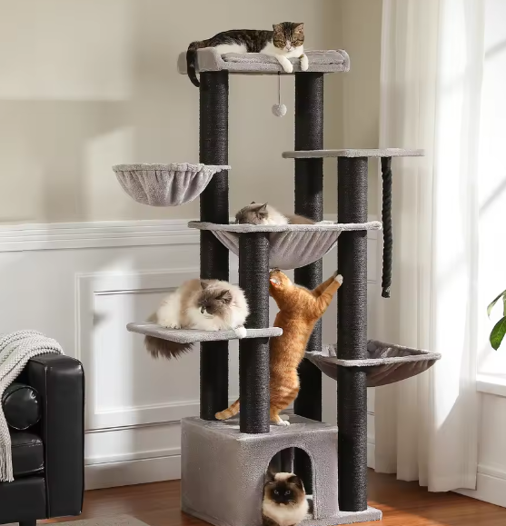 Grote Kattenboom Krabpaal – 24 kg, Met Hangmat & Meerdere Niveaus