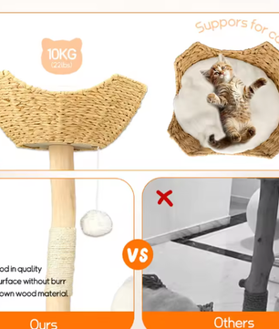 Moderne Kattenboom – Houten Kattentoren met Krabpaal & Topmand