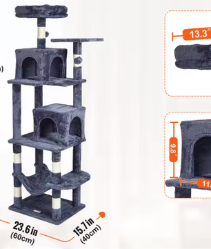 XXL Kattenboom Krabpaal – 5 Lagen, 2 Grotten & Hangmat