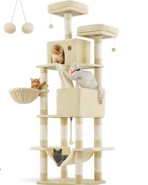 Kattenboom XXL Krabpaal – 206 cm Hoog, 5 Lagen & 13 Krabpalen