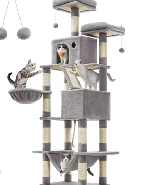 Kattenboom XXL Krabpaal – 206 cm Hoog, 5 Lagen & 13 Krabpalen