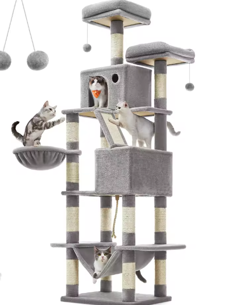 Kattenboom XXL Krabpaal – 206 cm Hoog, 5 Lagen & 13 Krabpalen