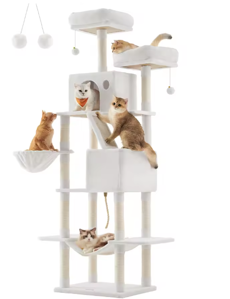 Kattenboom XXL Krabpaal – 206 cm Hoog, 5 Lagen & 13 Krabpalen