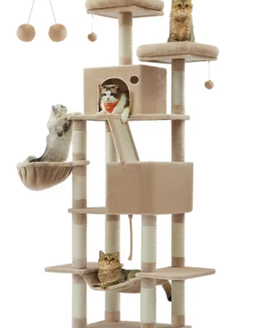 Kattenboom XXL Krabpaal – 206 cm Hoog, 5 Lagen & 13 Krabpalen