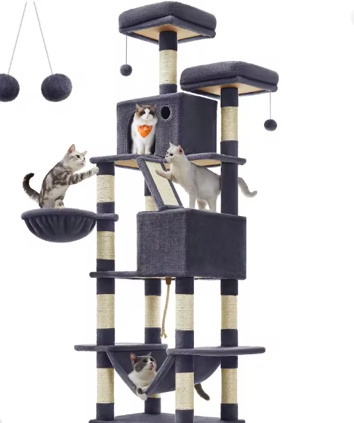 Kattenboom XXL Krabpaal – 206 cm Hoog, 5 Lagen & 13 Krabpalen