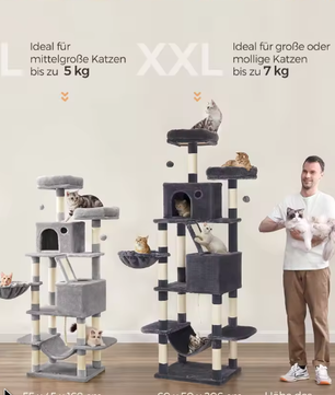 Kattenboom XXL Krabpaal – 206 cm Hoog, 5 Lagen & 13 Krabpalen