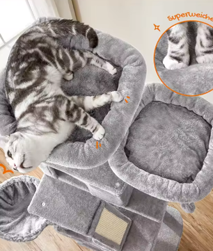 Kattenboom XXL Krabpaal – 206 cm Hoog, 5 Lagen & 13 Krabpalen