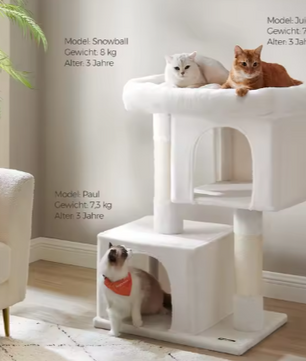 Kattenboom XL 101 cm – Krabpaal met 2 Kattenhuisjes & Groot Ligplatform