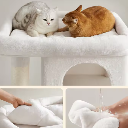 Kattenboom XL 101 cm – Krabpaal met 2 Kattenhuisjes & Groot Ligplatform
