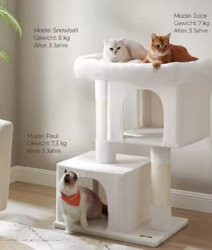 Kattenboom XL 101 cm – Krabpaal met 2 Kattenhuisjes & Groot Ligplatform