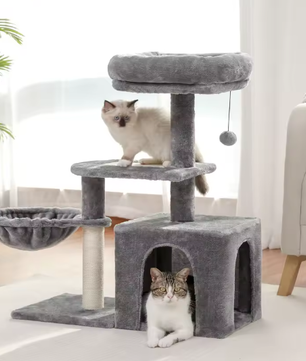 Krabpaal voor Kleine Katten – Kattentoren met Hangmat & Condo