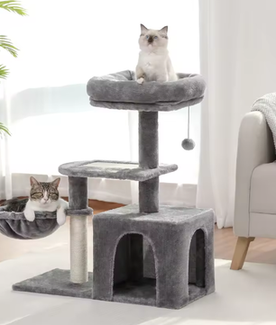 Krabpaal voor Kleine Katten – Kattentoren met Hangmat & Condo